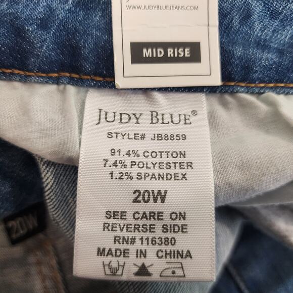 NWT Judy Blue Skinny Fit Jeans 20W Med Blue Mid Rise Stretch Denim Pants - Picture 9 of 10
